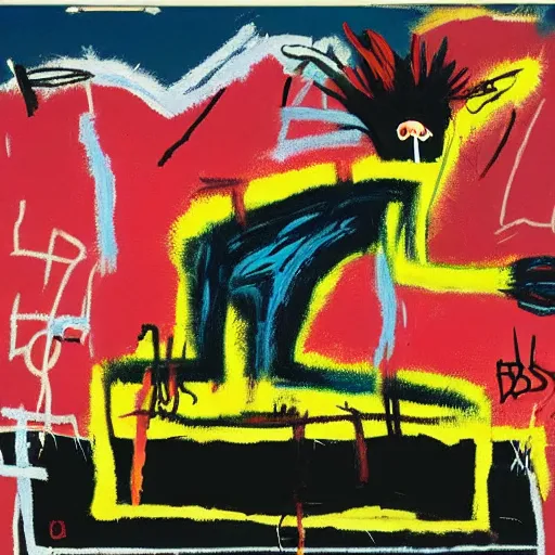 Image similar to a Painting by Jean Michel Basquiat about The Hulk