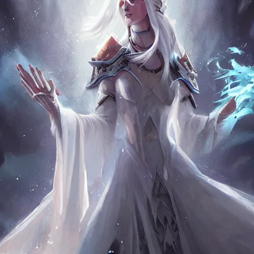 Image similar to ice queen, ice throne, epic fantasy style, in the style of Greg Rutkowski, hearthstone artwork