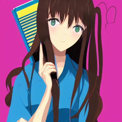 Image similar to a portrait of high school girl in the style of kyoto animation, CLIP STUDIO, in simple background, trending on pixiv