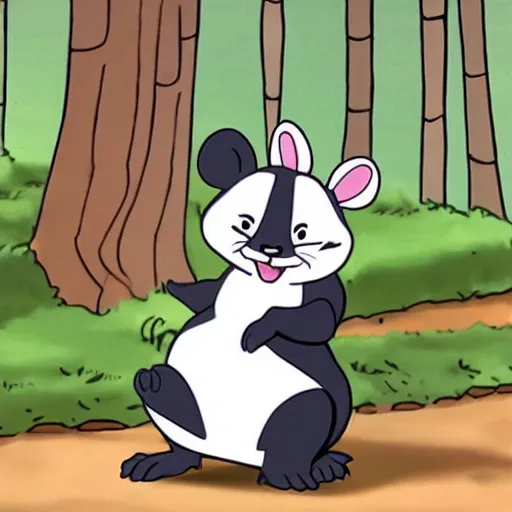 Prompt: jerry mouse is riding a panda, cartoon tom and jerry series