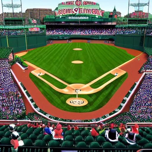 Image similar to fenway park in the style of Henri-Edmond Cross