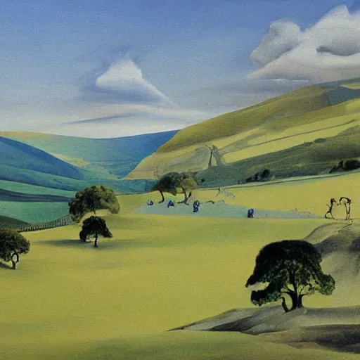 Prompt: Yorkshire dales painting by Salvador Dali