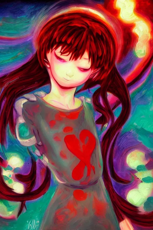 Prompt: an infinitely detailed oil painting of a beautiful angel dj by kuraya emi yume nikki inspired | atmospheric