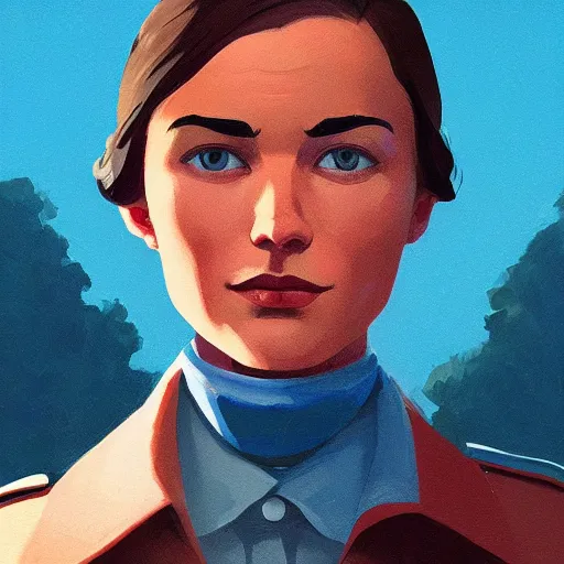 Image similar to face icon stylized minimalist young communist russian leader nadezhda konstantinovna krupskaya, loftis, cory behance hd by jesper ejsing, by rhads, makoto shinkai and lois van baarle, ilya kuvshinov, rossdraws global illumination