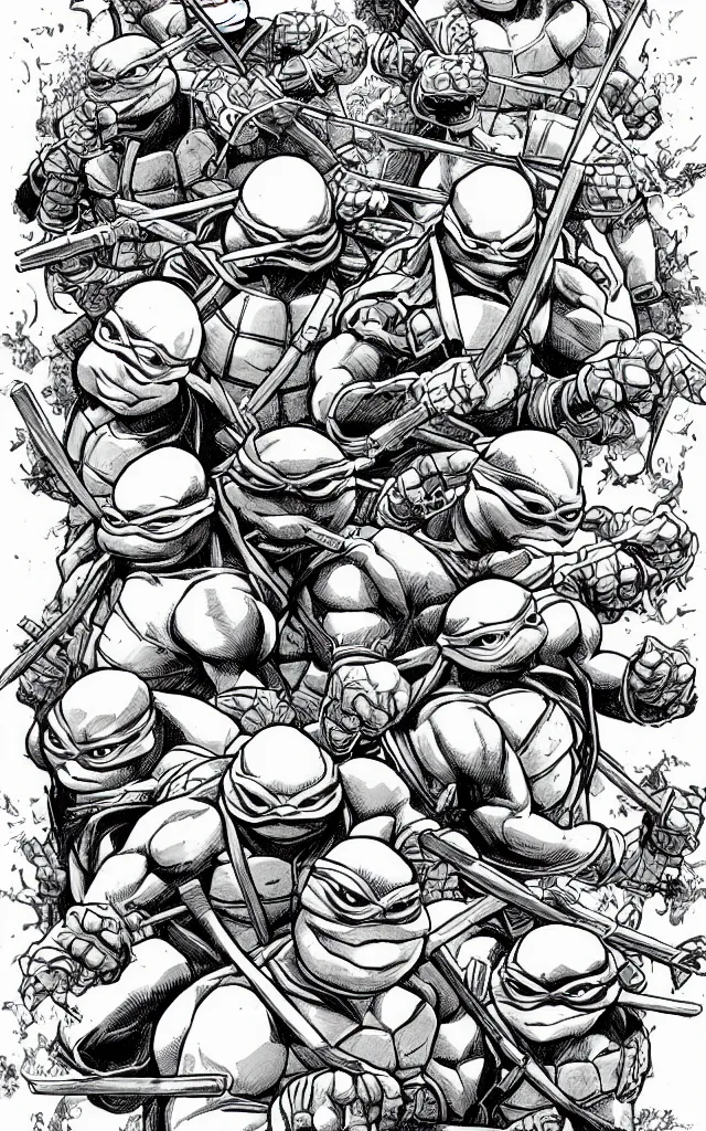 Image similar to detailed Teenage mutant ninja turtles illustration by mico suayan