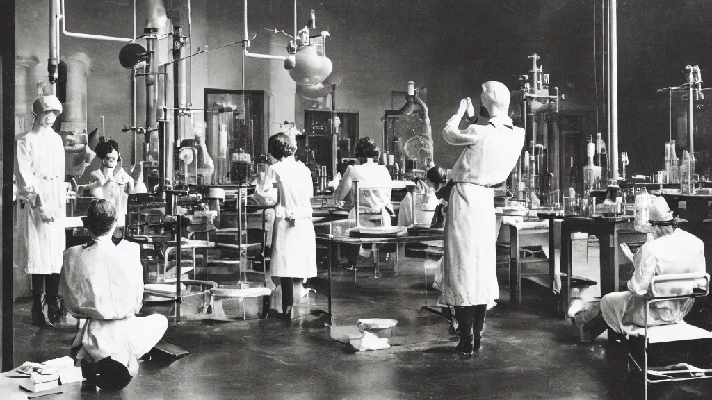 Prompt: vintage photography of a god summoning ritual inside a laboratory