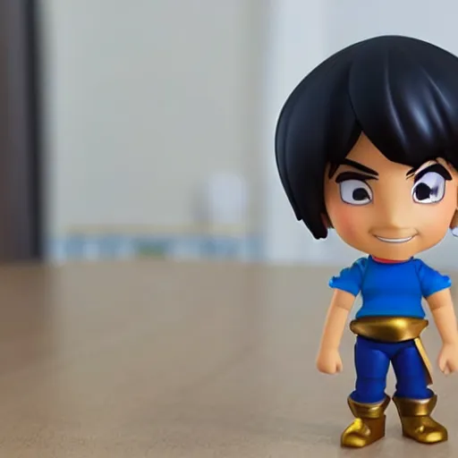 Image similar to pixar 3 d aladdin as nendoroid, side view, 8 k hd dof, kodak film,