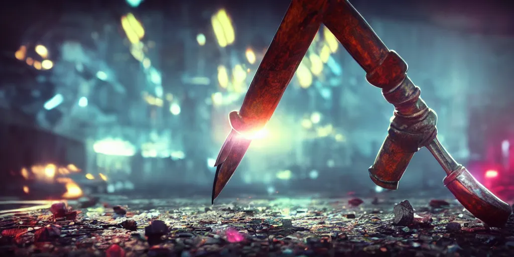 Prompt: a hammer, hyperealistic very colourful hdr cinematic lighting cgi render photorealistic cinematic octane render