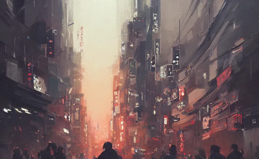 Image similar to A painting of Tokyo trending on artstation in the style of Greg Rutkowski