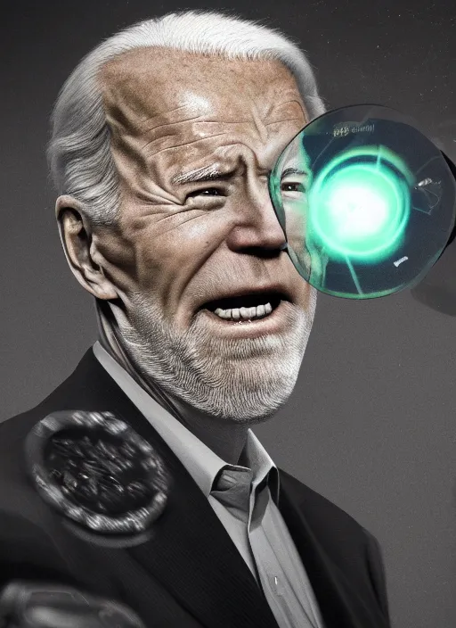 Image similar to hyper realistic ultra realistic blind seer photo furious glowing eyes biden, high quality photo, detailed , 8k