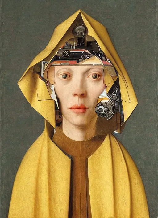 Image similar to a portrait of an augmented cyborg by Jan van Eyck