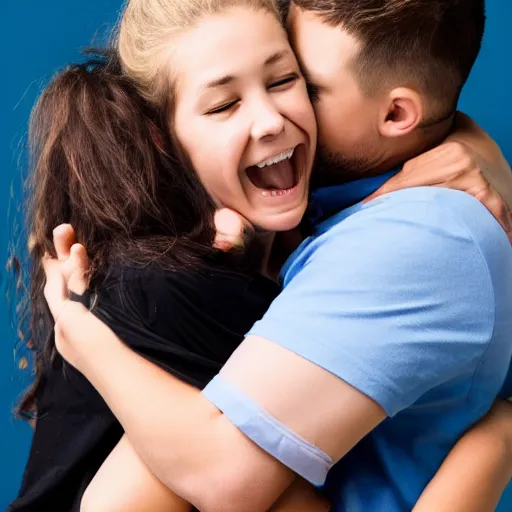 Prompt: guy hugs girl from behind
