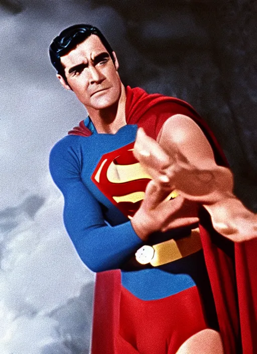 Image similar to film still of Sean Connery as Superman in Superman, 4k