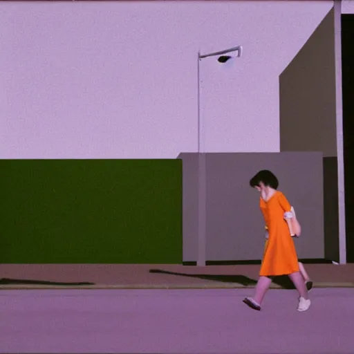 Prompt: pastel 3 d minimalist, street scene by jeffrey smart and gregory crewdson