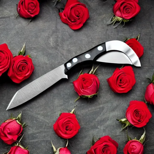 Prompt: roses and knives