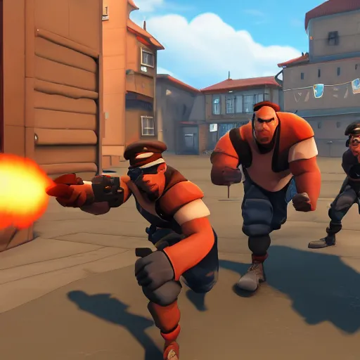 Image similar to Team Fortress 3, in game screenshot, cinematic, 4K