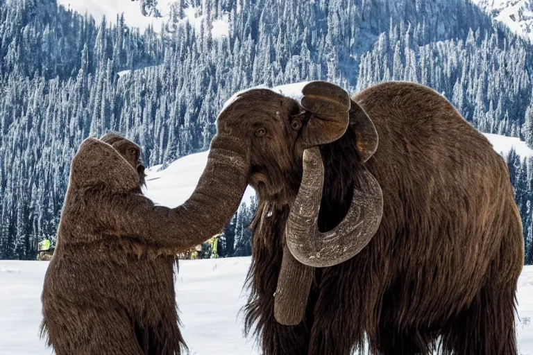 Prompt: mammoth with a beer