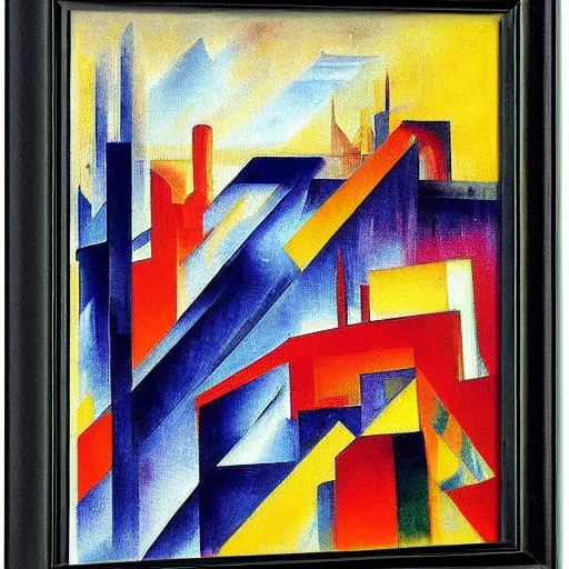 Image similar to modern city by franz marc