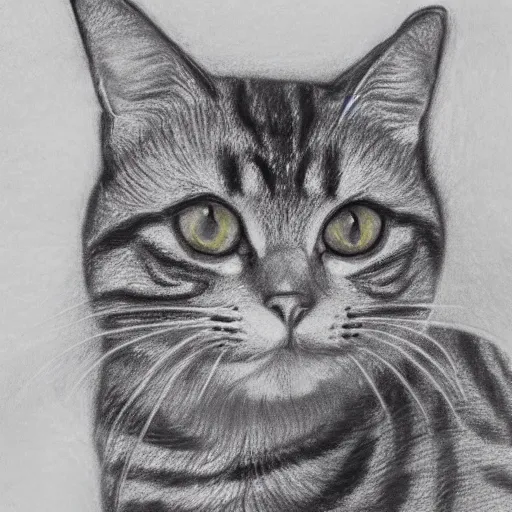 Image similar to a charcoal sketch of a tabby cat