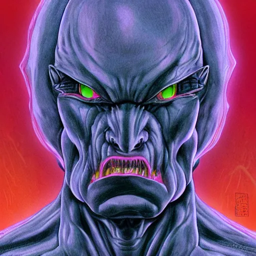 Image similar to a portrait of majin boo, in the style of wayne barlowe