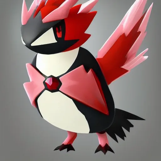 Prompt: a pokemon that looks like a woodpecker made of shining gems ， trending on art station. unreal engine.