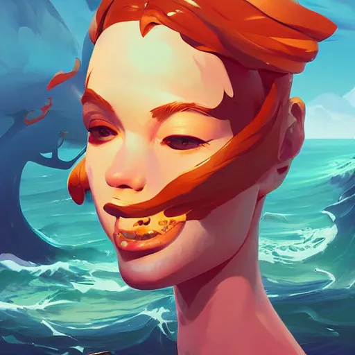 Image similar to painting mermaid treasure on sea of thieves game avatar hero smooth face median photoshop filter cutout vector, behance hd by jesper ejsing, by rhads, makoto shinkai and lois van baarle, ilya kuvshinov, rossdraws global illumination