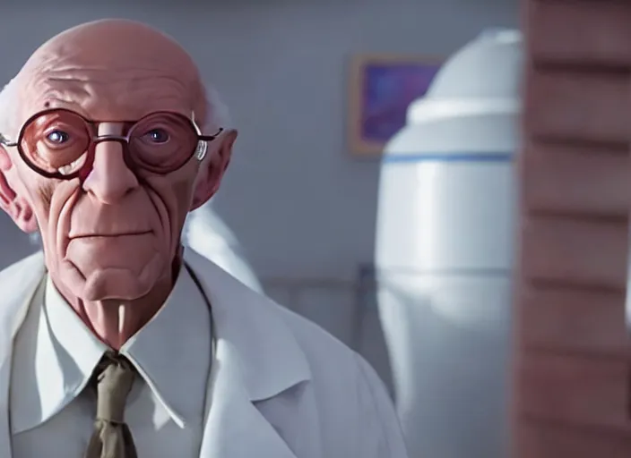 Image similar to film still of real life professor farnsworth in the scifi movie, 4 k