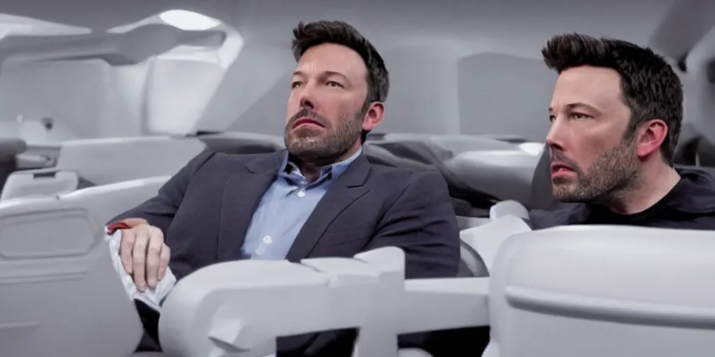 Prompt: Ben Affleck as Elon Musk in 'Elon: The Real Story' (2023), movie still frame