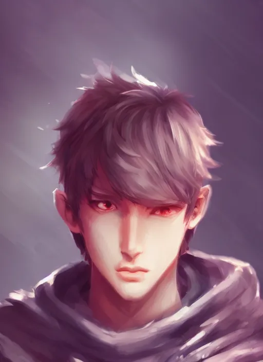 Image similar to detailed beautiful male character art of a protagonist, depth of field, on amino, by sakimichan patreon, wlop, high quality art on artstation.