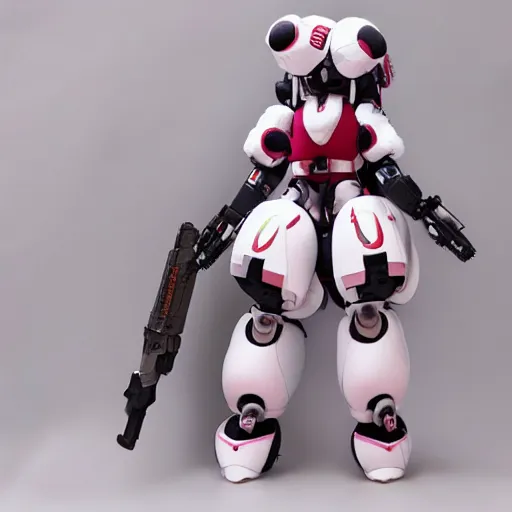 Prompt: cute fumo plush of a heavy armed guardian mech, anime girl