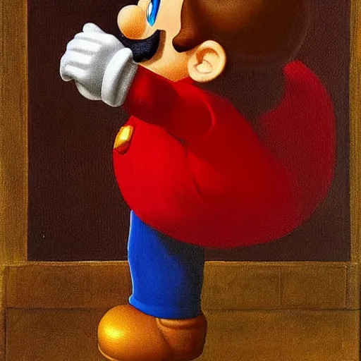 Prompt: a portrait of super mario painting by da vinci