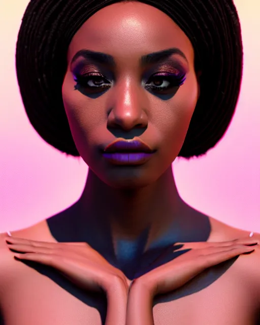 Prompt: beautiful female, arabic, haze, model, brown skin, symmetrical!!, makeup, sephora, maybelline, cinematic, filmic, vsco, 5 0 mm, concept art, artstation, elegant, model, gorgeous, vray, flim, octane render, cinema 4 d, art by portrait artist