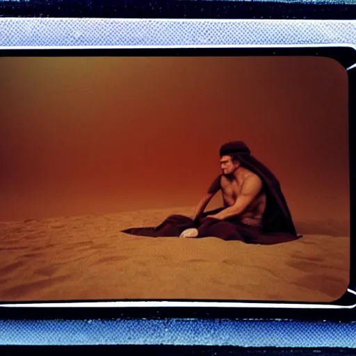 Prompt: colour aesthetic highly detailed photography scene from dune ( 2 0 2 1 ) by alejandro hodorovski and denis villeneuve and gregory crewdson style with ultra hyperrealistic very highly detailed faces. with many details by andrei tarkovsky and caravaggio in sci - fi style. volumetric natural light hyperrealism photo on fujifilm instax film