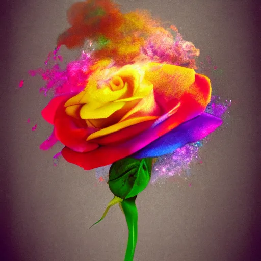 Prompt: Roses made of colorful smoke, digital art, stylized, award winning, artstation,