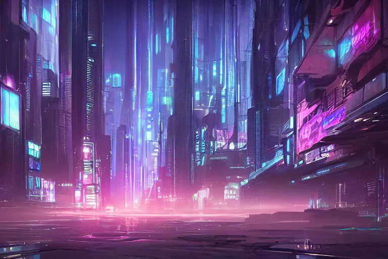 Image similar to a digital painting of a city at night, cyberpunk art by stephan martiniere, cgsociety contest winner, panfuturism, concept art, rendered in unreal engine, reimagined by industrial light and magic