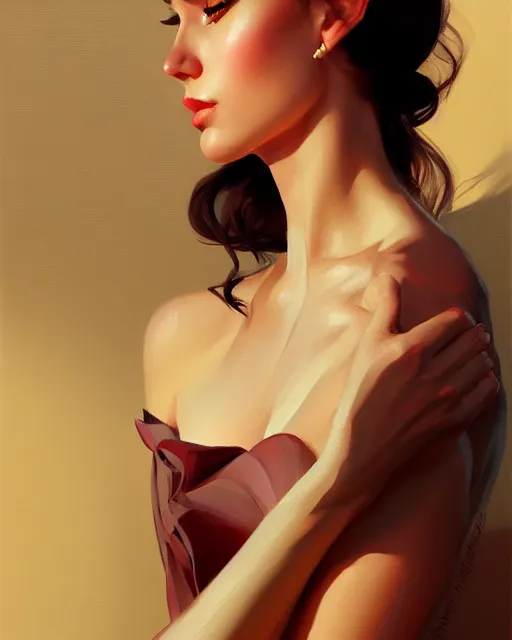 Image similar to stylized portrait of an artistic pose, composition, young fancy lady, realistic shaded, fine details, realistic shaded lighting poster by aykutmakut, yilya kuvshinov, magali villeneuve, artgerm, jeremy lipkin and michael garmash and rob rey