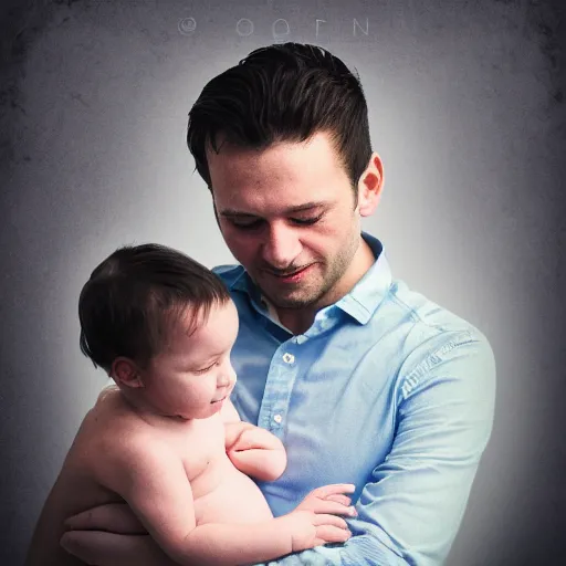 Prompt: father with child. digital photocollage. soft matte natural tones. matte background. HD 8x