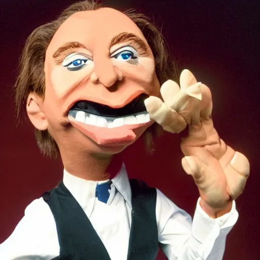 Prompt: alex jones as a land of confusion puppet