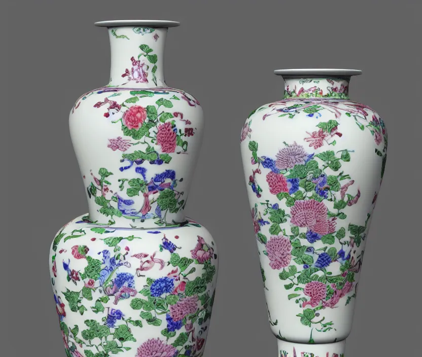 Image similar to Still life photo studio, porcelain chinese vase, unreal engine, highly detailed