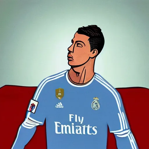 Image similar to hyper realistic image of ronaldo in his bed and he's sick