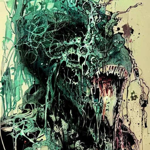 Image similar to liminal space creepy murkey water indoor ocean storm horrific creature underneath your feet, by dzo and scott fischer yoji shinkawa horror art