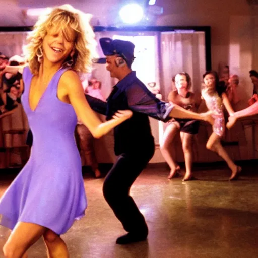 Image similar to Meg Ryan dancing a salsa routine at the club