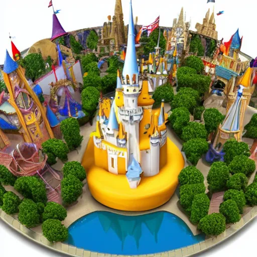 Image similar to 3d render of disney world made out of cheese