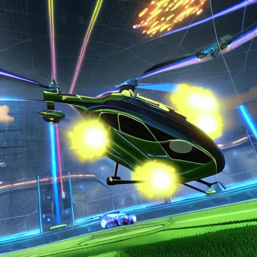 Prompt: an helicopter in rocket league, 4 k