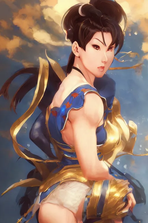 Image similar to A beautiful anime portrait of Chun Li , by Stanley Artgerm Lau, WLOP, Rossdraws, James Jean, Andrei Riabovitchev, Marc Simonetti, and Sakimichan, tranding on artstation