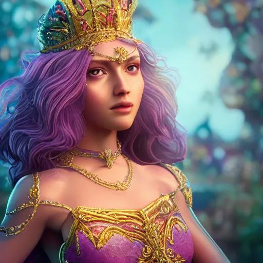 Image similar to portrait of wonderful princess of amethyst with fair skin, ornate 8 k gorgeous intricate detailed, accent lighting, dramatic light, octane render