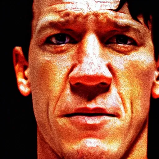 Prompt: film still close - up shot of john cena as tony montana, photographic, photography