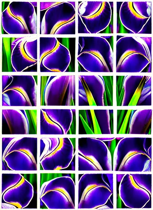 Image similar to montage of thin ringshaped irises, detailed colored textures, eyelashes, advanced art, art styles mix, from wikipedia, wet relections in eyes, sunshine, hd macro photograph, from side, grid o various eye shapes