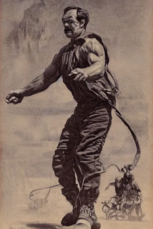 Image similar to Vernon. Old west circus strongman. concept art by James Gurney.