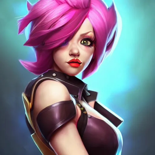 Prompt: Vi from League of Legends, by Fortiche Studio, by Riot Games, from Netflix's Arcane, trending on artstation character art,fine details, realistic shaded, fine-face, pretty face